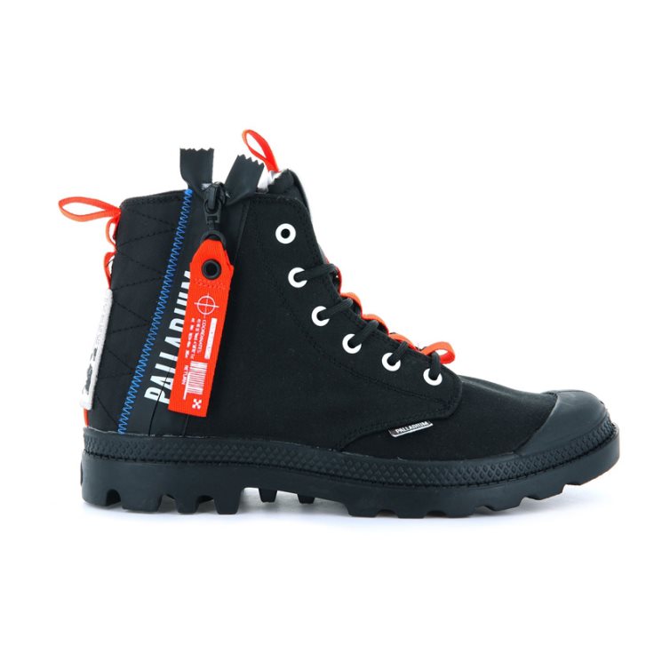 Palladium Pampa Hi Ticket To Earth Men\'s Boots Black | UK H519-ZVF